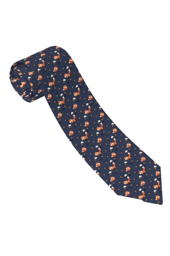 Cartoon Fox Print Tie For Men Necktie Woven Jacquard Neck Ties,Classic Men's Tie