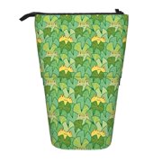 Xecao Cartoon Frog And Lotus Leaf Print Telescopic Pencil Bag Pen Holder Pop Up Stationery Case Stand-up Retractable Transformer Bag Standing Organizer