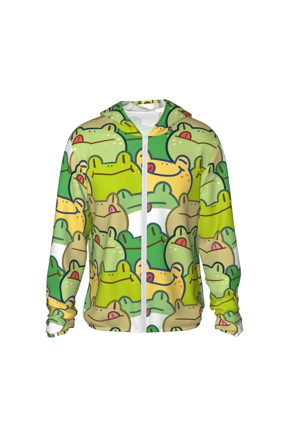 Cartoon Frog for Sun Shirt-A lightweight, hoodie-style long-sleeve UV protection garment designed for other outdoor activities.