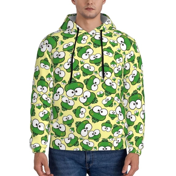 Xecao Cartoon Frogs Pattern Men's Adult Pullover Hoodie,Hooded Sweatshirt-Small