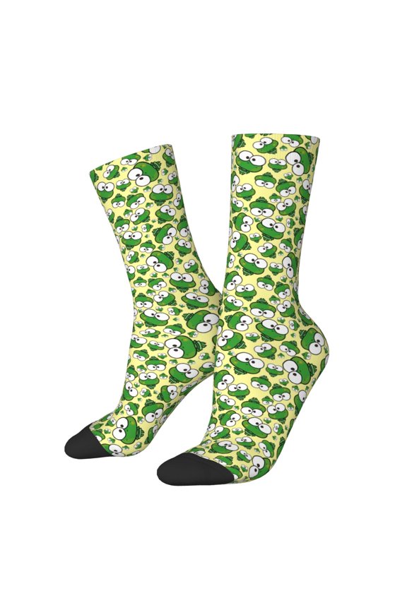 Cartoon Frogs Pattern Sport Socks for Women and Men Crew Socks Sporty Calf Socks Casual Socks