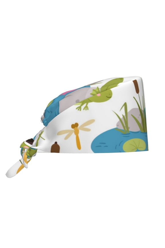 Cartoon Frogs Print Men Women Adjustable Working Cap with Button Unisex Hats Sweatband