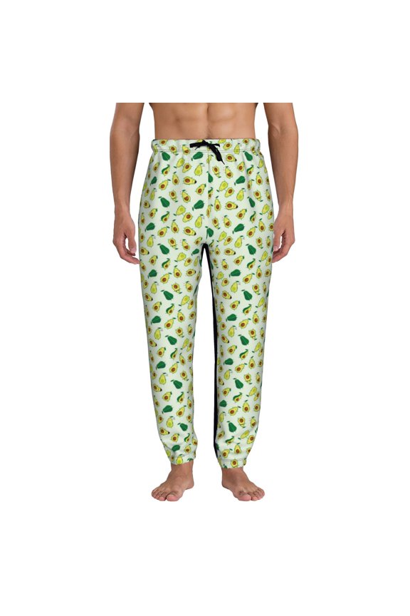 Cartoon Fruit Print Active Tech Joggers for Men, Mens Sweatpants Lounge Pants with Pockets-Small