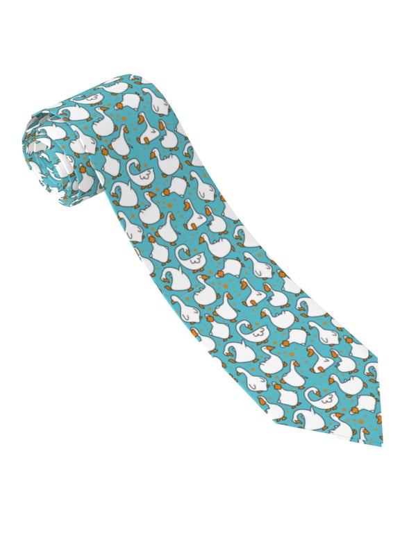 Cartoon Funny Goose Print Tie For Men Necktie Woven Jacquard Neck Ties,Classic Men's Tie