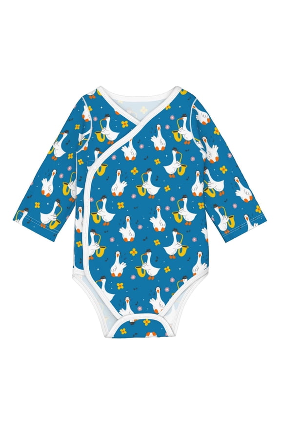 Cartoon Goose Print Baby unisex-baby Cotton Long-sleeve Bodysuits-3 Months