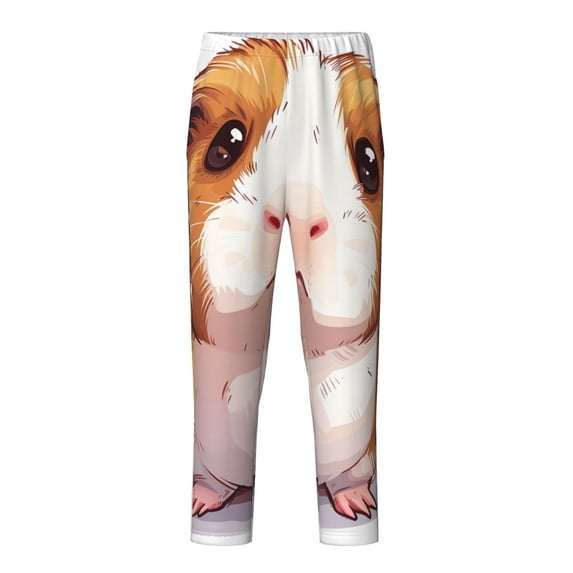 Xecao Cartoon Guinea Pig Print Teenagers' Pajama Pants Long Sleep Pants Soft Elastic Waist Pajama Bottoms Elastic waist with 2 Pockets 5-16 Years-XS(5-6)