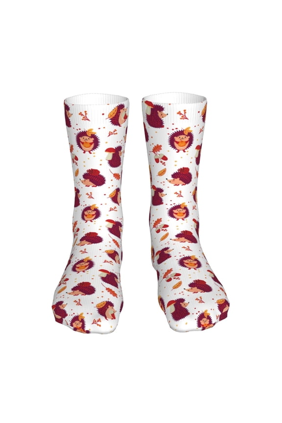 Cartoon Hedgehogs Print Fashion No Heel Casual Crew Socks Cushioned Breathable for Men Women - Moisture wicking,Not easy to fade Suitable for daily