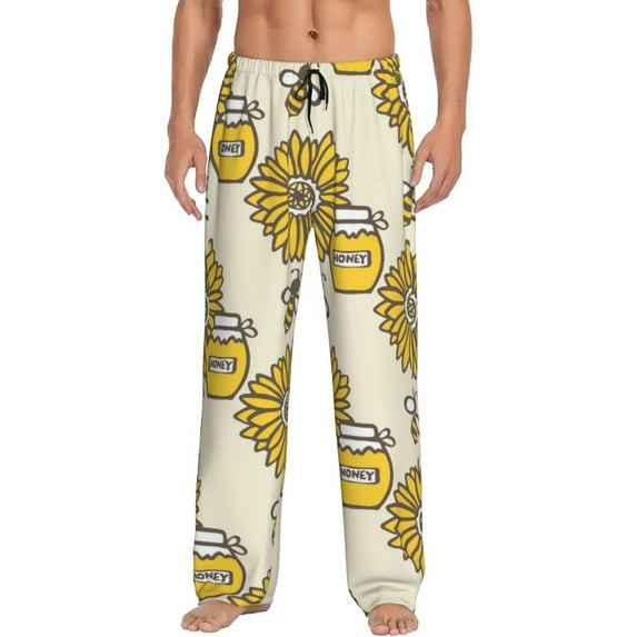 Xecao Cartoon Honey Pot Bee Sunflower Men's Straight Lounge Pajama Pants: The Ultimate in Comfortable Sleepwear