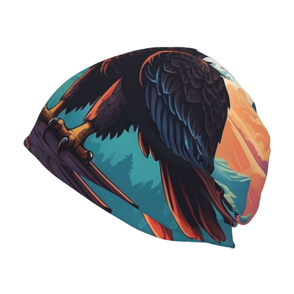 Xecao Cartoon Iceberg Bald Eagle Print Knit Hat,Winter Beanie for Men Women, Beanie Soft Warm Ski Stocking Cuffed Cap