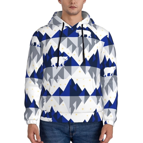 Xecao Cartoon Iceberg Polar Bear Pattern Men's Adult Pullover Hoodie,Hooded Sweatshirt-X-Large