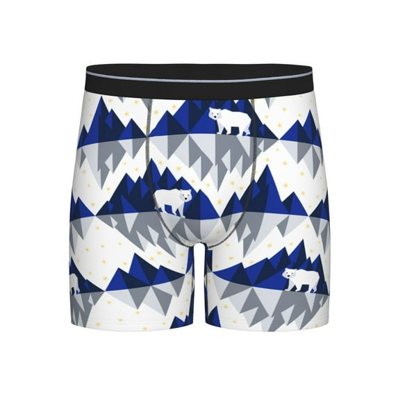 Xecao Cartoon Iceberg Polar Bear Print Boxer Briefs for Men's Stretch Moisture-Wicking Underwear, Mid-Rise Classics breathable fabric