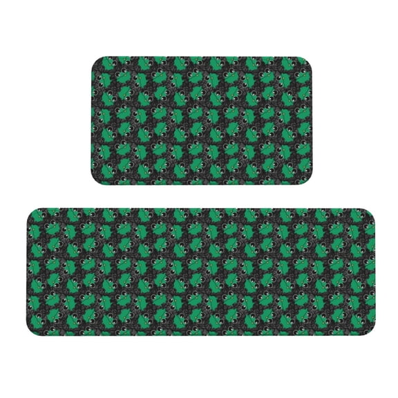 Xecao Cartoon Kawaii Frogs Patten Kitchen Rugs and Mats Sets,2 Pieces Non-Slip Washable Rugs, Kitchen Mat for Floor,Suit for Kitchen Decor and Accessories