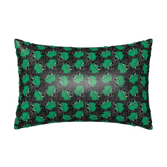 Xecao Cartoon Kawaii Frogs Pattern Satin Pillowcases for Hair and Skin, Luxurious and Silky Pillow Cases with Envelope Closure, 20x30 Inches