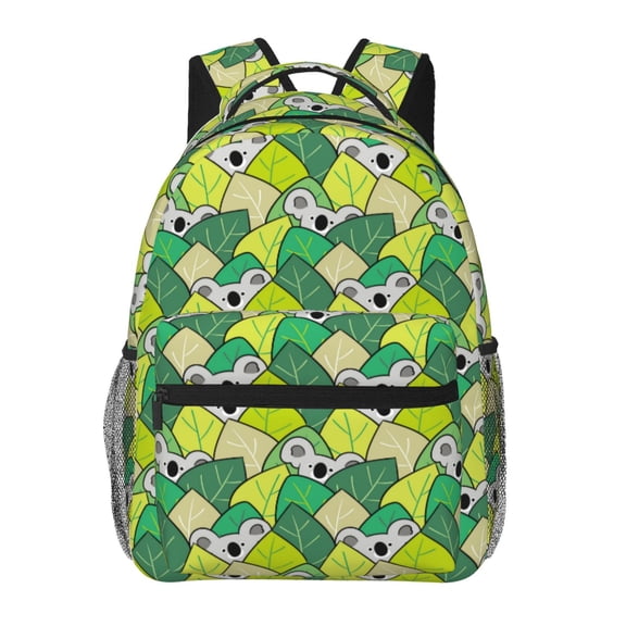 Xecao Cartoon Koala Bear and Leaf Backpack, a stylish and functional choice for both men and women, is the perfect basic bookbag for college, work, or travel