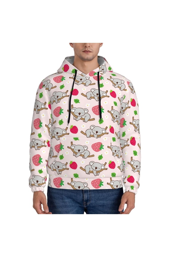 Cartoon Koala Bear Pattern Men's Adult Pullover Hoodie,Hooded Sweatshirt-Medium