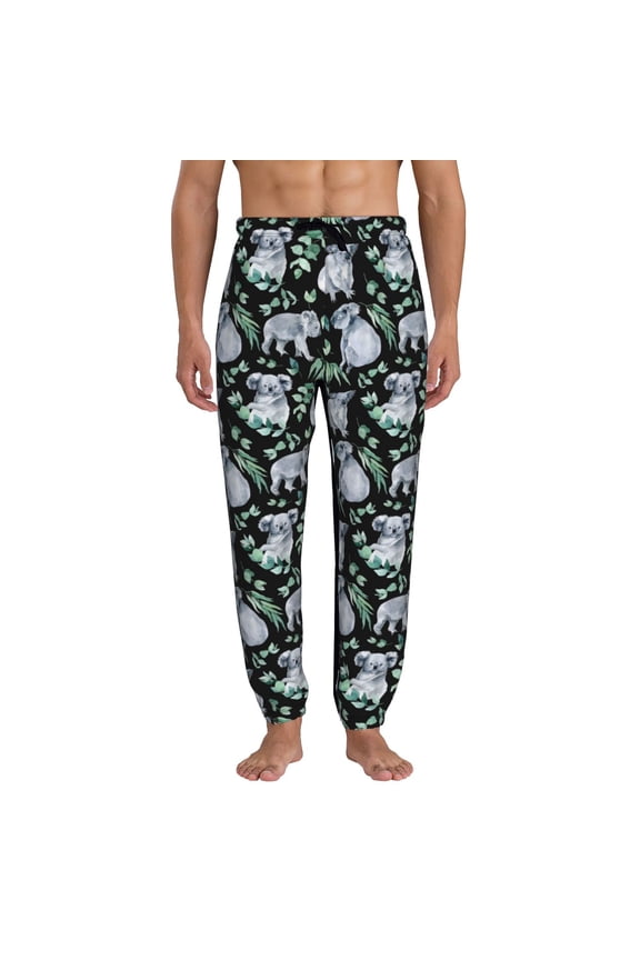 Cartoon Koala Bear Print Active Tech Joggers for Men, Mens Sweatpants Lounge Pants with Pockets-Medium