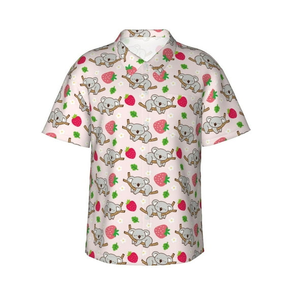 Xecao Cartoon Koala Bear print Hawaiian shirt - a stylish short-sleeve button-down for men, perfect for casual beach and tropical outings.