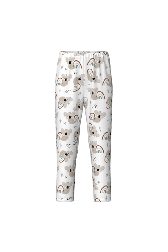 Cartoon Koala Print Teenagers' Pajama Pants Long Sleep Pants Soft Elastic Waist Pajama Bottoms Elastic waist with 2 Pockets 5-16 Years-Small