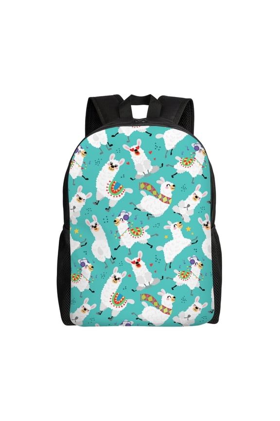 Cartoon Llamas Print School Backpack with Laptop Compartment Small Travel Laptop Backpack for Women Men Waterproof College Backpack Simple School Bag