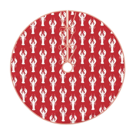 Xecao Cartoon Lobster Pattern Christmas Tree Skirt Holiday Part Decorations for Christmas Tree, Farmhouse Christmas Decor Xmas Holiday Home Party Decorations-30"