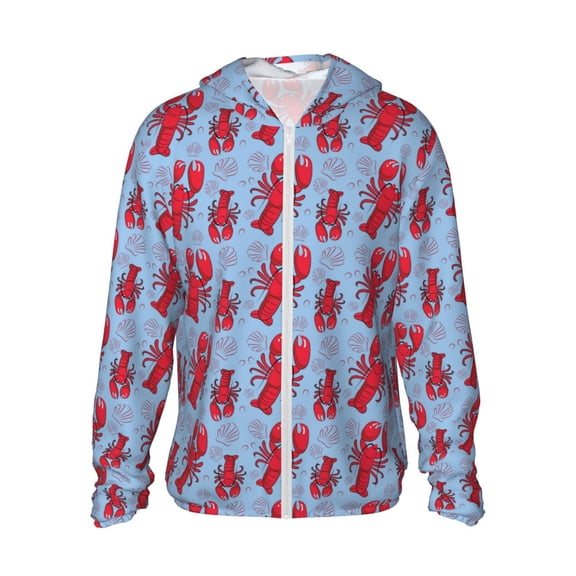 Xecao Cartoon Lobsters 2 for Sun Shirt-A lightweight, Hoodie-Style Long-Sleeve UV Protection Garment Designed for Other Outdoor Activities. -X-Large