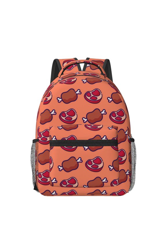 Cartoon Meat Travel Backpack: A spacious, stylish computer backpack ideal for men and women, perfect for college, school, or daily travels