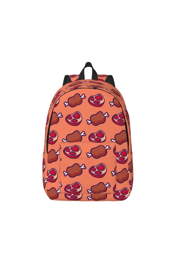 Cartoon Meat for Canvas College Laptop Backpack, Durable Rucksack Travel Notebook Bag School Backpack Book Bag for Men Women