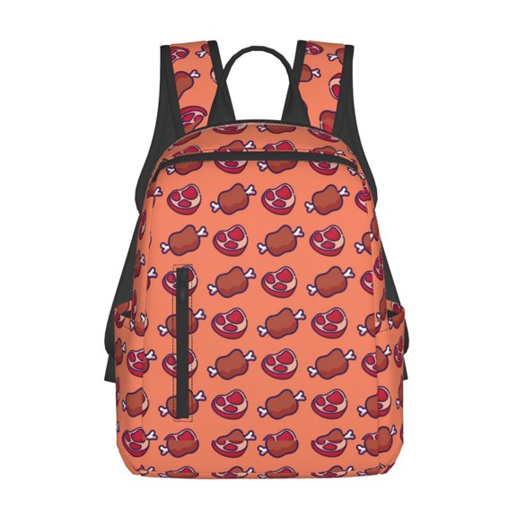 Xecao Cartoon Meat print Backpack For women men Aesthetic Lightweight Travel Daypack Simple Cute Backpack For Bookbag