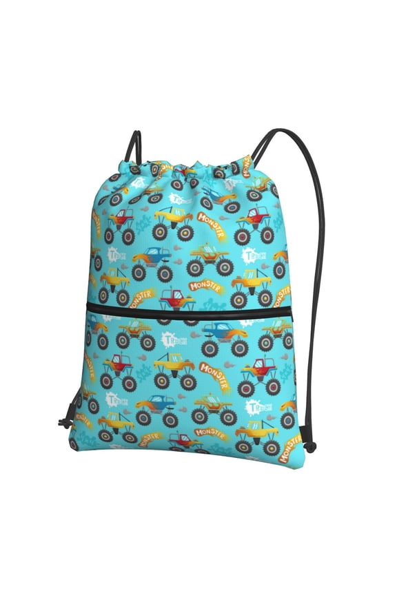 Cartoon Monster Truck for Drawstring Bags,Pull String Backpack Bags,String Bag Sackpack