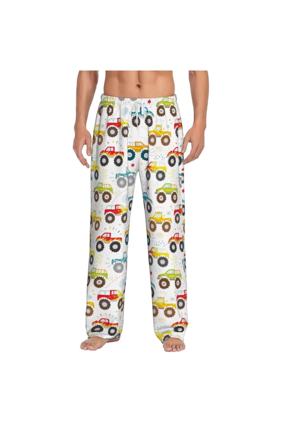 Cartoon Monster Trucks Men's Straight Lounge Pajama Pants: The Ultimate in Comfortable Sleepwear