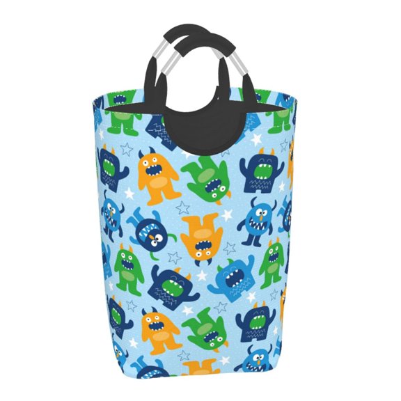 Xecao Cartoon Monster for Laundry Basket,Collapsible Large Laundry Hamper,Wash Bag for Laundry Room, Rolling Laundry Basket with Handles