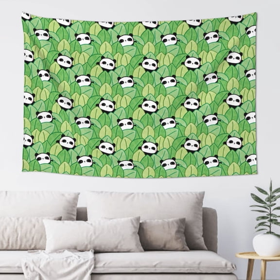 Xecao Cartoon Panda And Leaf 1 Print Tapestry, Wall Hanging Room Funny Decor, Backdrop Room Decor for Bedroom Living Room dormitory