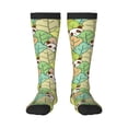 thumbnail image 1 of Xecao Cartoon Panda And Leaf print thigh-high socks, crafted for both men and women with a stretchy, high-opaque design perfect for daily wear, 1 of 6