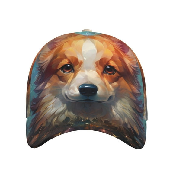Xecao Cartoon Pattern Corgi for Baseball Cap: Unisex, crafted from classic polyester twill fabric, featuring a soft unconstructed design