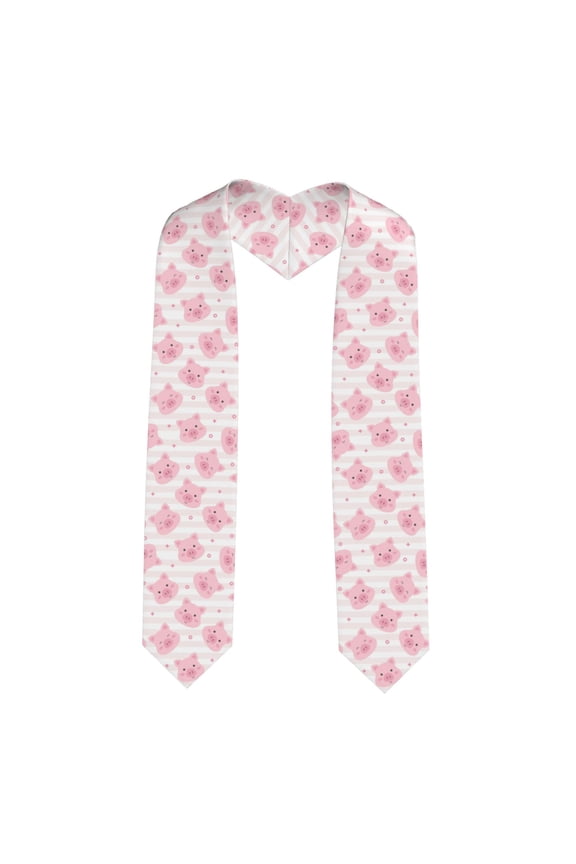 Xecao Cartoon Pig Print Graduation Shawl Stole Honor Stole Adult 72" Academic Commencements