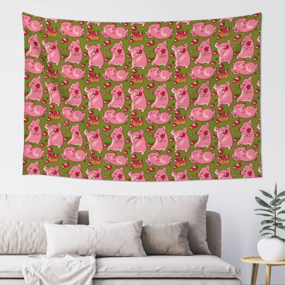 Xecao Cartoon Pigs Print Tapestry, Wall Hanging Room Funny Decor, Backdrop Room Decor for Bedroom Living Room dormitory