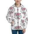 thumbnail image 1 of Xecao Cartoon Poodle Dog Pattern Zip Up Hoodies for Boys Girls, Sweatshirt with Pockets-Small, 1 of 6