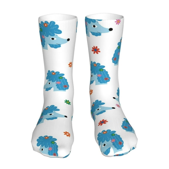 Xecao Cartoon Poodle Dog Print Fashion No Heel Casual Crew Socks Cushioned Breathable for Men Women - Moisture wicking,Not easy to fade Suitable for daily