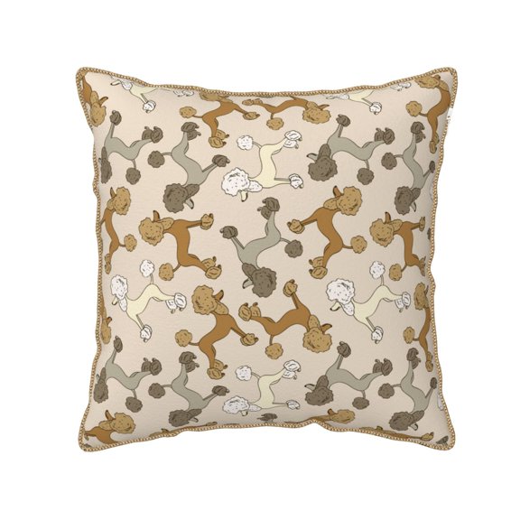 Xecao Cartoon Poodle Dog Print Soft Velvet Decorative Throw Pillow Covers, Square Cushion Cases for Bed, Sofa, Living Room, Car, and Indoor Outdoor Use-16"x16"