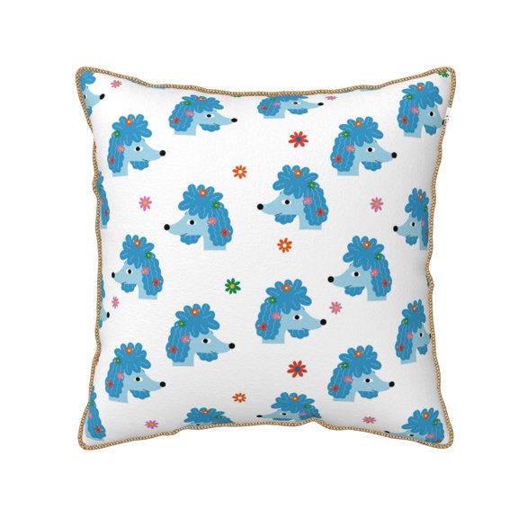 Xecao Cartoon Poodle Dog Print Soft Velvet Decorative Throw Pillow Covers, Square Cushion Cases for Bed, Sofa, Living Room, Car, and Indoor Outdoor Use-16"x16"