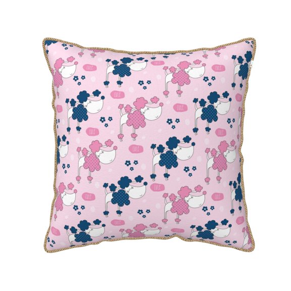 Xecao Cartoon Poodle Dog Print Soft Velvet Decorative Throw Pillow Covers, Square Cushion Cases for Bed, Sofa, Living Room, Car, and Indoor Outdoor Use-16"x16"