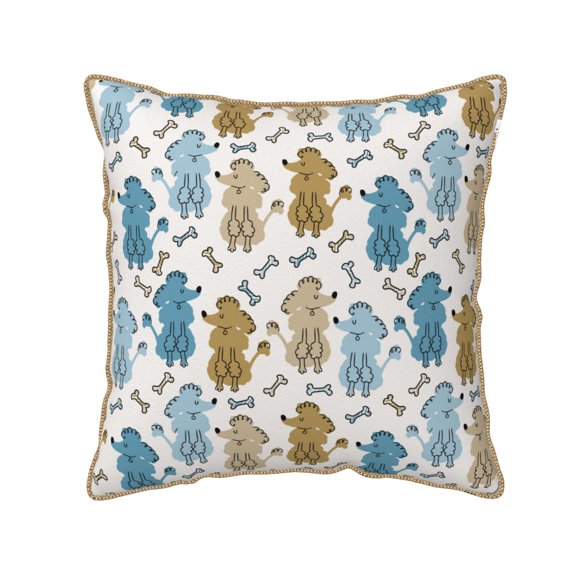 Xecao Cartoon Poodle Dog Print Soft Velvet Decorative Throw Pillow Covers, Square Cushion Cases for Bed, Sofa, Living Room, Car, and Indoor Outdoor Use-20"x20"