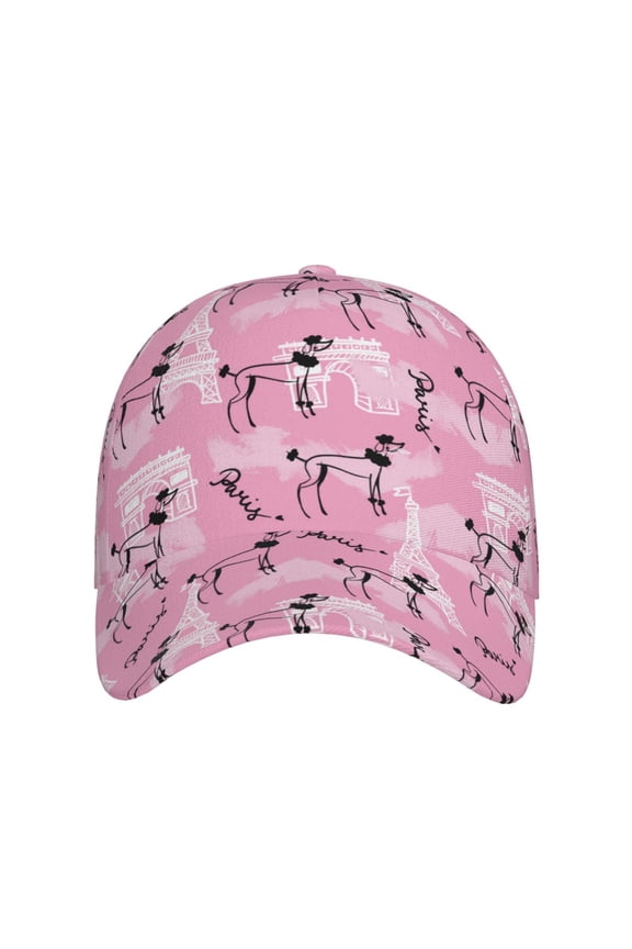 Cartoon Poodle Dog for Baseball Cap: Unisex, crafted from classic polyester twill fabric, featuring a soft unconstructed design