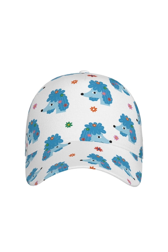 Cartoon Poodle Dog for Baseball Cap: Unisex, crafted from classic polyester twill fabric, featuring a soft unconstructed design