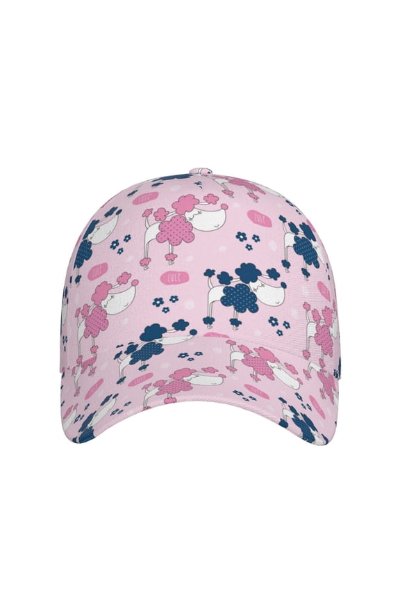 Cartoon Poodle Dog for Baseball Cap: Unisex, crafted from classic polyester twill fabric, featuring a soft unconstructed design
