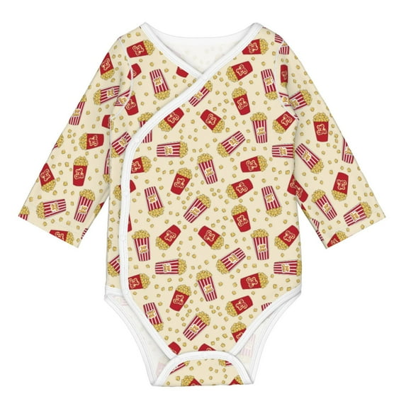 Xecao Cartoon Popcorn Print Baby unisex-baby Cotton Long-sleeve Bodysuits-3 Months