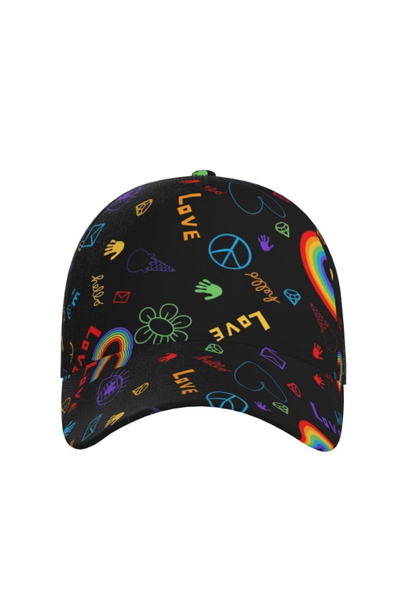 Cartoon Pride Lgbt for Baseball Cap: Unisex, crafted from classic polyester twill fabric, featuring a soft unconstructed design