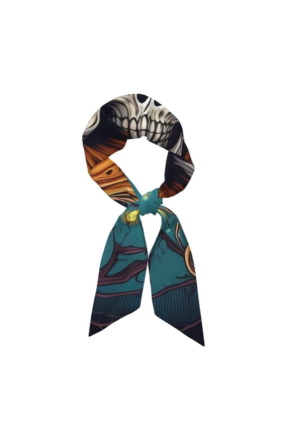 Cartoon Pumpkin Skull Pattern Large Satin Head Scarf - Satin Hair Scarves Silk Bandana Scarf Headscarf Silk Feeling Scarf for Women