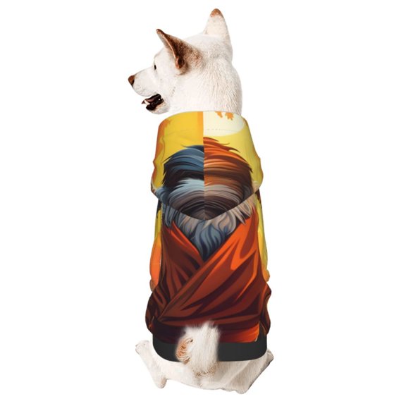 Xecao Cartoon Puppy Sunset Pattern Sweatshirts Winter Pet Dog Hoodie Puppy Coat Dog Sweaters Dog Clothes with Hat Dog Clothes Costume Outfit,Small Pets Wear-Large