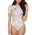 thumbnail image 1 of The Xecao Cartoon Rabbit And Butterfly Women's Crew Neck Body Suit, a short-sleeved bodysuit and basic swimsuit, both comfort and style for dating and daily life, 1 of 1